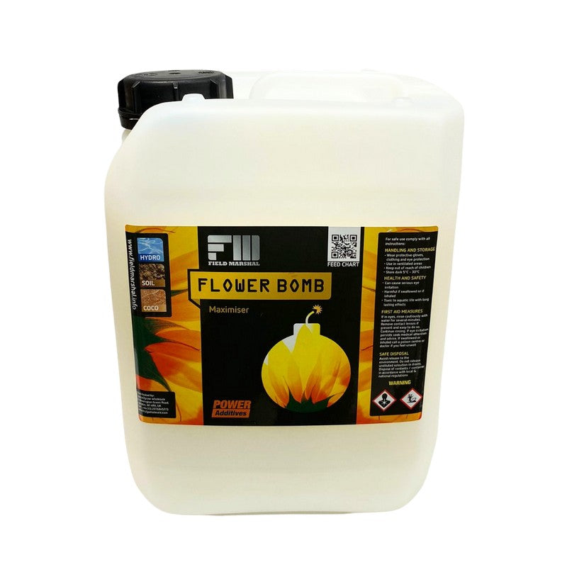 Field Marshall Flower Bomb Maximiser additive for enhanced flower formation and density in plants.