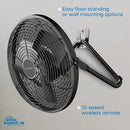 AC Infinity Cloudlift S14 wall-mounted fan setup with easy floor or wall mounting options and wireless remote – thegrowsuperstore.com
