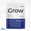 Front-facing 5 lb bag of Athena Pro Grow showing “Grow 2‑8‑20 Soluble Vegetative Fertiliser” branding – thegrowsuperstore.com