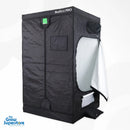 BudBox PRO XL grow tent front view fully zipped with night vision window and side door partially open – thegrowsuperstore.com