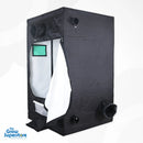 BudBox PRO XL grow tent side angle view with multiple ventilation and irrigation ports visible – thegrowsuperstore.com