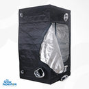BudBox PRO XL-HL grow tent rear angle view with reflective mylar lining and multiple duct ports – thegrowsuperstore.com