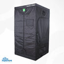 BudBox PRO XL-HL grow tent front and side view fully zipped with night vision window visible – thegrowsuperstore.com