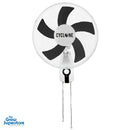 Cyclone 16-inch Wall Fan with black blades and white protective grille, ideal for grow rooms