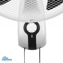 Close-up of Cyclone Wall Fan control dial and pull cords for speed and oscillation adjustment