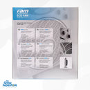 RAM Eco Floor Fan 12" back product packaging showing multilingual specifications – thegrowsuperstore.com