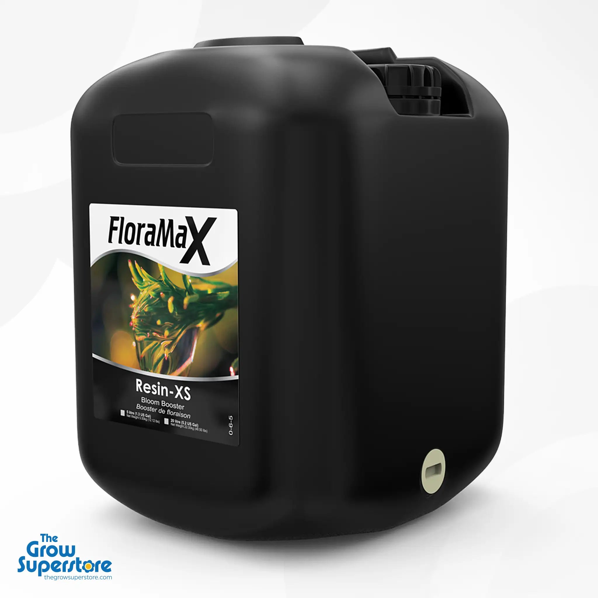 Bulk container of FloraMax Resin-XS – large-scale hydroponic bloom enhancer to increase essential oil production – thegrowsuperstore.com