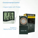 Superlux heavy duty timer and digital hygrometer with temperature and humidity probe for indoor grow monitoring – thegrowsuperstore.com