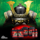 Promotional banner featuring Samurai helmet artwork in the background with multiple Shogun Samurai Hydro Bloom A & B Hard Water bottles and cans in foreground – thegrowsuperstore.com