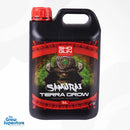 Front view of SHOGUN Samurai Terra Grow 5L container with red cap and Samurai-themed label – thegrowsuperstore.com