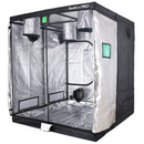 Black and silver grow tent with 'BudBox Pro' branding on a white background