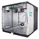 Black and white grow tent with 'BudBox Pro' branding on a white background