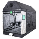 Black grow tent with transparent sides on a white background