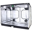 BudBox Pro grow tent with clear panels and black frame on a white background