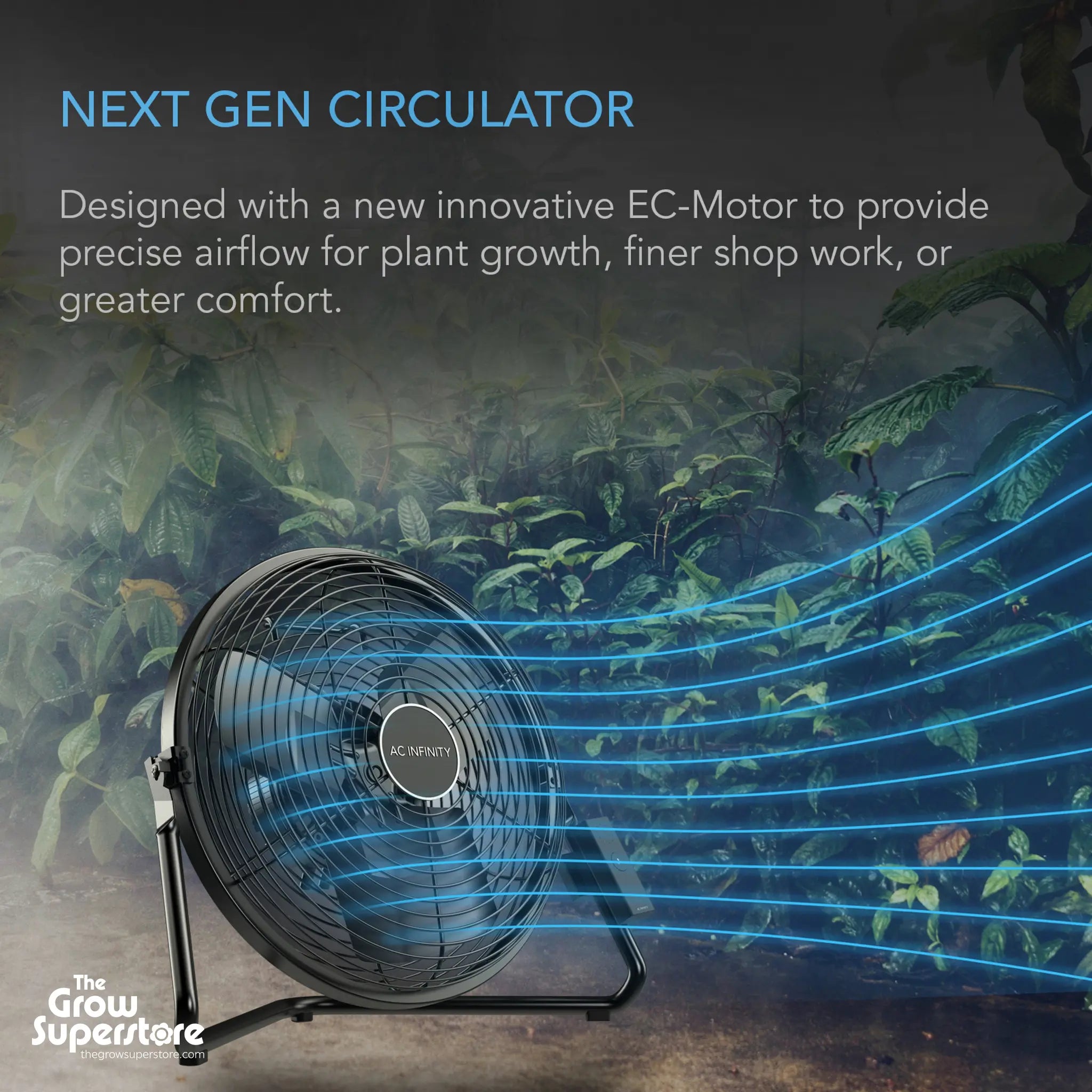 Cloudlift S14 fan in use demonstrating next-generation circulator airflow in a grow environment – thegrowsuperstore.com