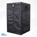 BudBox PRO XL grow tent front and side view fully closed with white interior lining peeking through – thegrowsuperstore.com