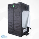 BudBox PRO XL-HL grow tent front view zipped closed with side door open showing white interior – thegrowsuperstore.com
