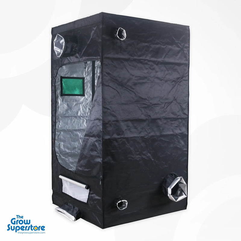BudBox PRO XL-HL grow tent rear corner view with side door open and mylar lining visible – thegrowsuperstore.com