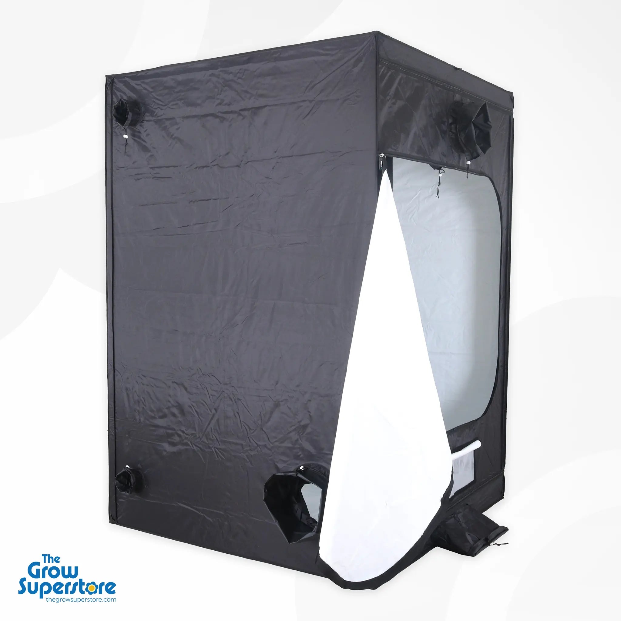BudBox PRO XL plus‑HL grow tent front angle with partially open door showing white lining interior – thegrowsuperstore.com