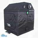BudBox PRO XL plus‑R pitched grow tent rear side view zipped closed with angled roof vents and side door – thegrowsuperstore.com