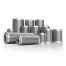 A collection of CarboAir Pro 60 air filters, which are cylindrical in shape, silver in color, and arranged in a visually appealing manner with the CarboAir logo prominently displayed.