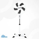 Cyclone 16‑inch white pedestal fan front view with five‑blade grille on adjustable stand – thegrowsuperstore.com