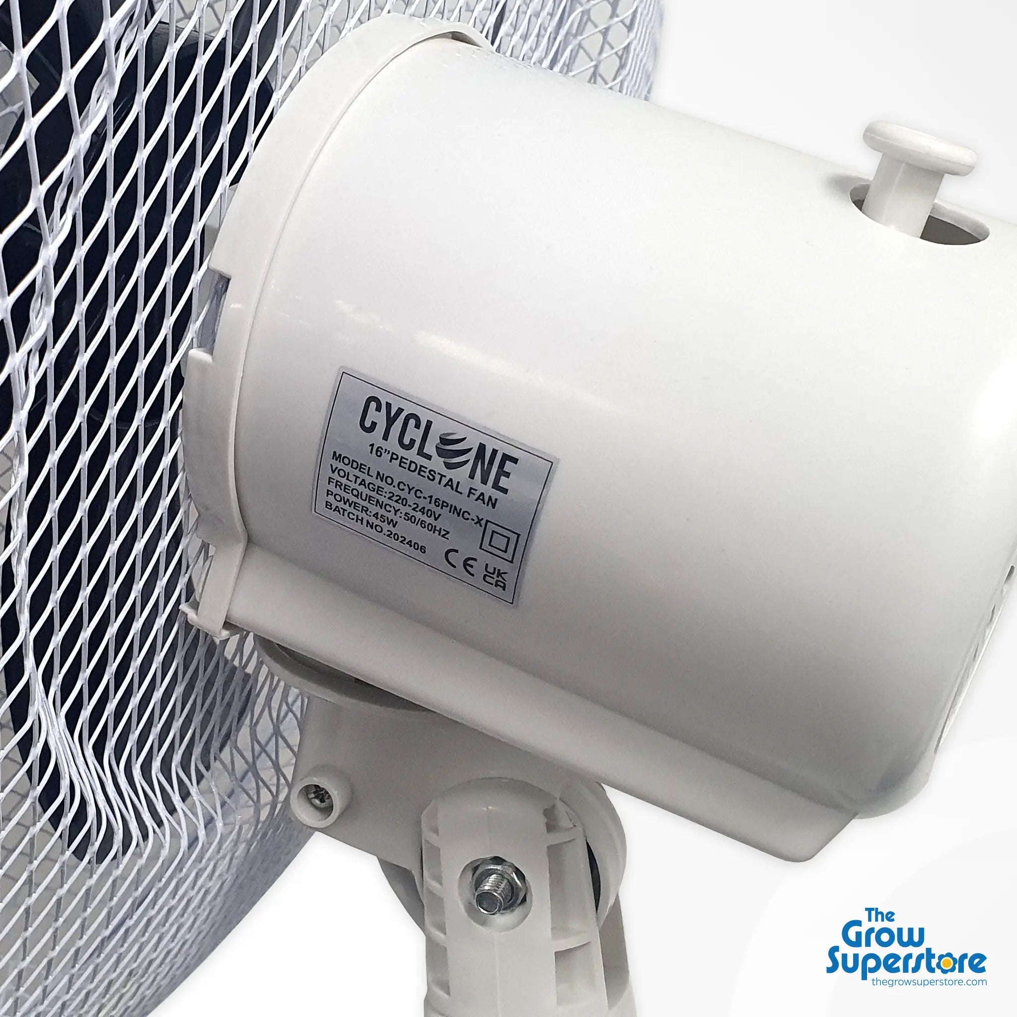 Rear motor housing of Cyclone fan with model and CE/UKCA label – thegrowsuperstore.com
