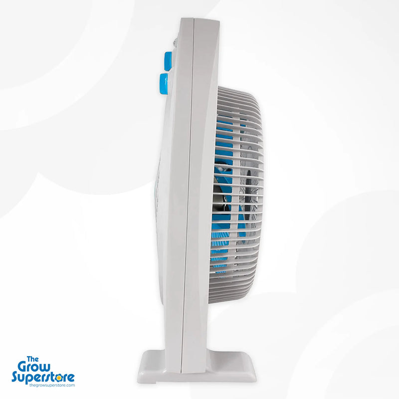 Side profile of RAM Eco Floor Fan 12" illustrating slim and compact design – thegrowsuperstore.com
