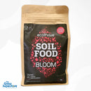Front view of the 1 kg Ecothrive Soil Food Bloom resealable pouch featuring pink‑accented branding – thegrowsuperstore.com