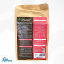 Reverse side of 5 kg Ecothrive Soil Food Bloom pouch showing usage instructions, guaranteed analysis and ingredient details – thegrowsuperstore.com