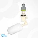 Close‑up of float valve assembly connected to humidifier inlet, showing hose connector and float mechanism – thegrowsuperstore.com