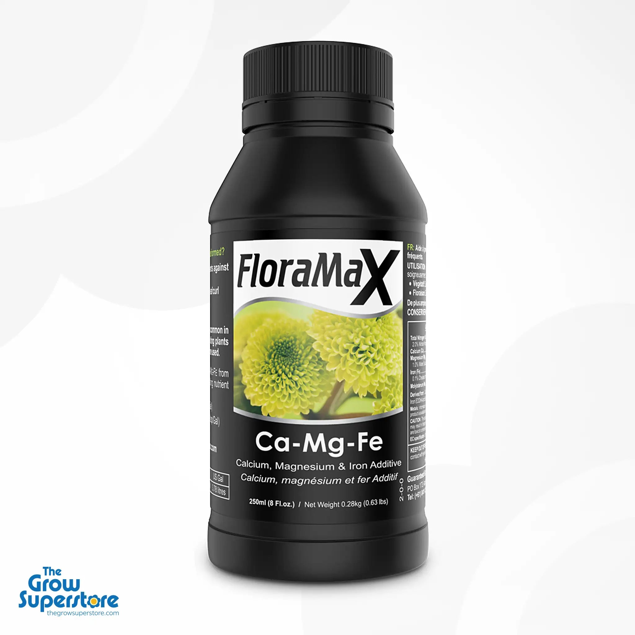 FloraMax Ca-Mg-Fe 250ml bottle, a compact trace element and cal-mag supplement for small grow systems – thegrowsuperstore.com