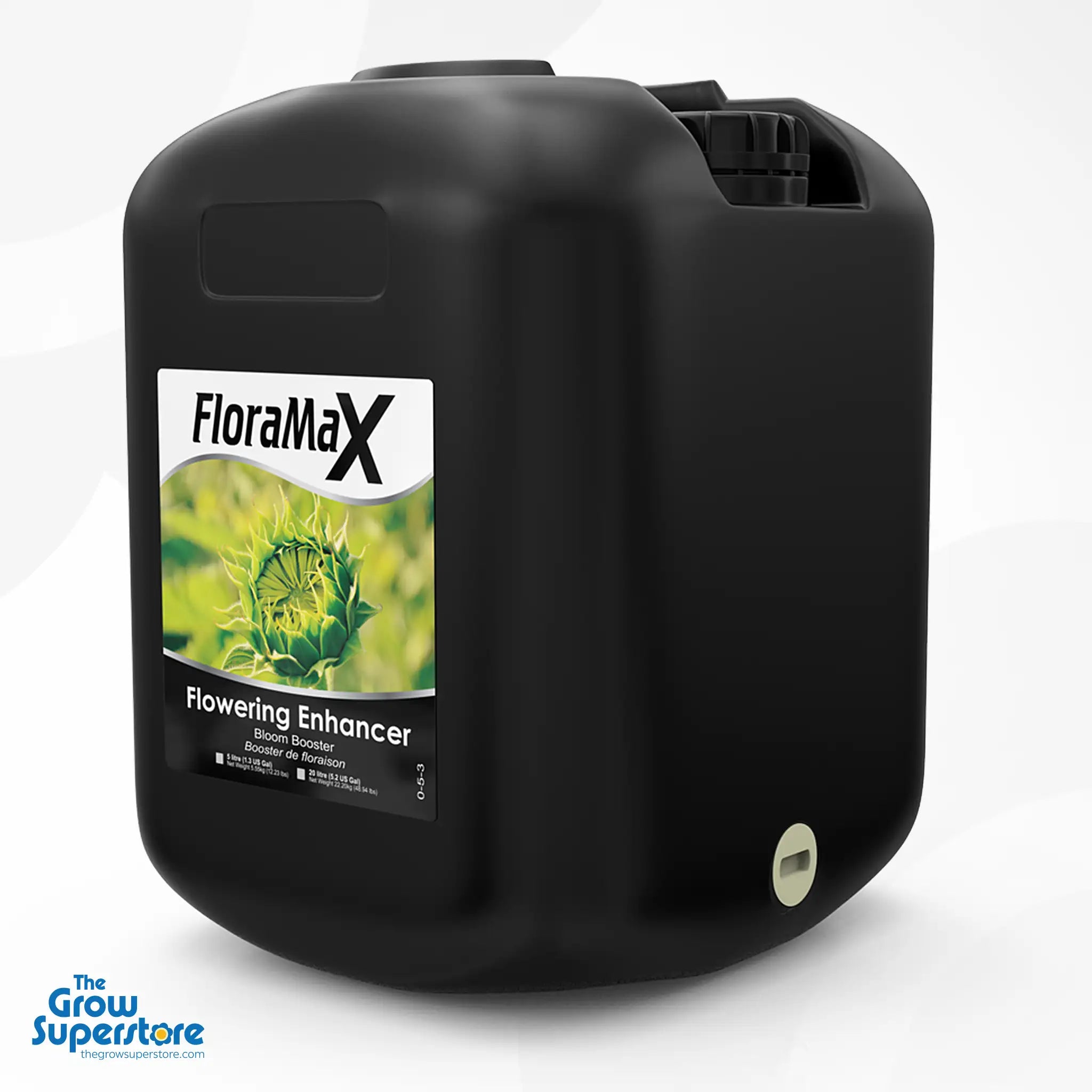 Bulk container of FloraMax Flowering Enhancer – efficient bloom nutrient additive for hydro and soil growers – thegrowsuperstore.com