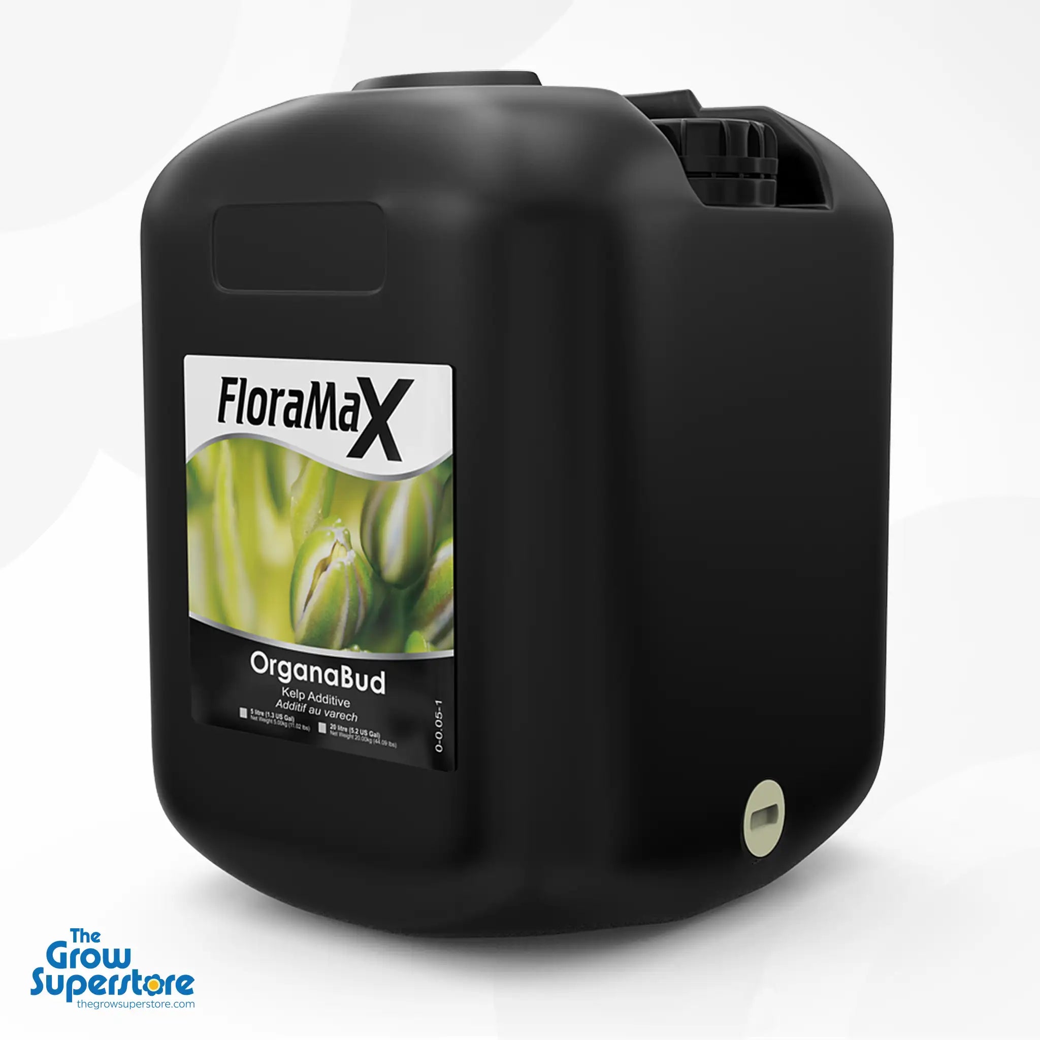 Bulk-size container of FloraMax OrganaBud – organic flowering supplement with clean formula for drip systems – thegrowsuperstore.com