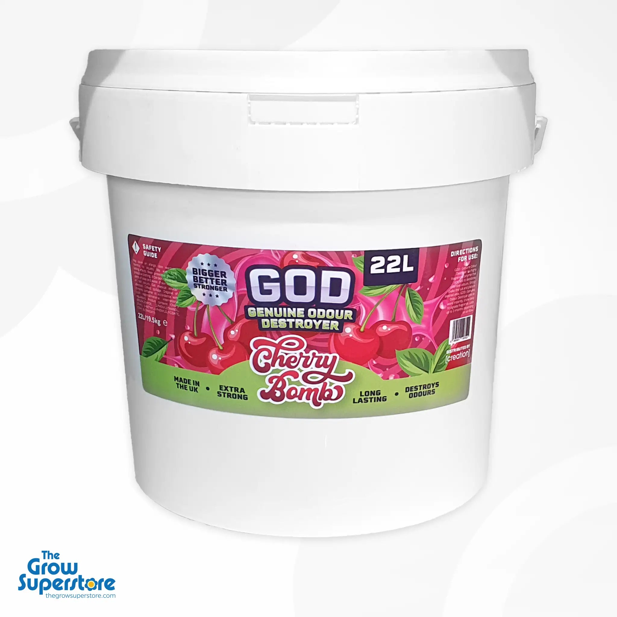 GOD Gel Cherry Bomb 22L – Extra strong, long-lasting odour neutraliser in large format. Gel-based air freshener for grow tents and large indoor spaces. Available at The Grow Superstore – thegrowsuperstore.com