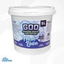 GOD Gel Fresh Linen 5L – Professional-grade odour neutraliser gel with fresh linen scent. Made in the UK for grow rooms and indoor use. Sold by The Grow Superstore – thegrowsuperstore.com