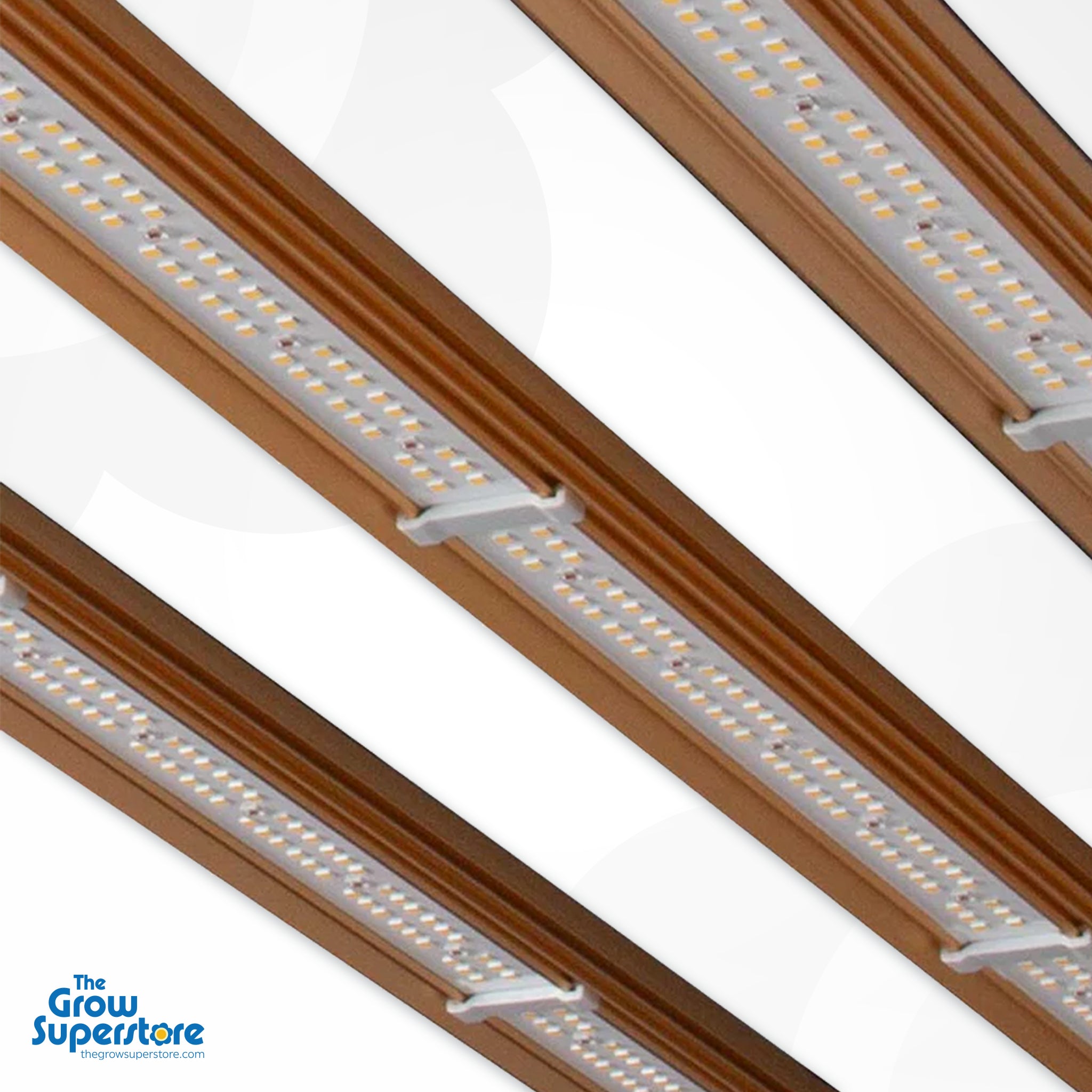 Close-up of high-intensity LED chips on the Omega Infinity 1000W 3.0 Pro LED, enhancing red and blue wavelengths for optimal vegetative and flowering growth. Available at The Grow Superstore – thegrowsuperstore.com