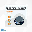 Precise digital scale PS5000 with a 5000g max capacity, shown in retail packaging. Features include backlit LCD display, auto-off function, 2x AA battery operation, and transparent weighing bowl. Ideal for home, kitchen, or grow room use. Accurate electronic weighing scale for growers and hobbyists. Product image from The Grow Superstore.