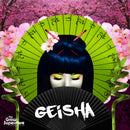 Decorative Geisha graphic featuring cherry blossoms and fan artwork used in product branding – thegrowsuperstore.com