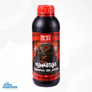 Close‑up of the 1 L bottle of SHOGUN Samurai Terra Bloom showing detailed red neck cap and prominent samurai logo on a white background – thegrowsuperstore.com