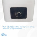 Lower‑front close‑up of the manual control dial and mist output interface on the SonicAir 23 L humidifier – thegrowsuperstore.com