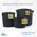 Reusable and biodegradable fabric pots in multiple sizes, ideal for boosting healthy root growth – thegrowsuperstore.com