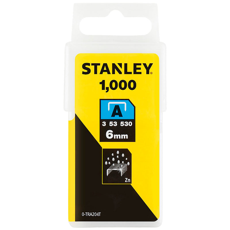 Stanley Light Duty Staples Bright 6 x 10mm 1000 Pack